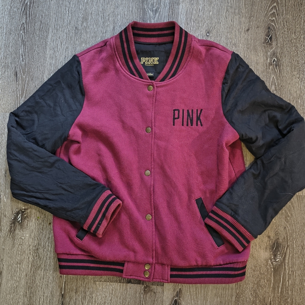 PINK Victoria's Secret Bomber Jacket - Pink and Black